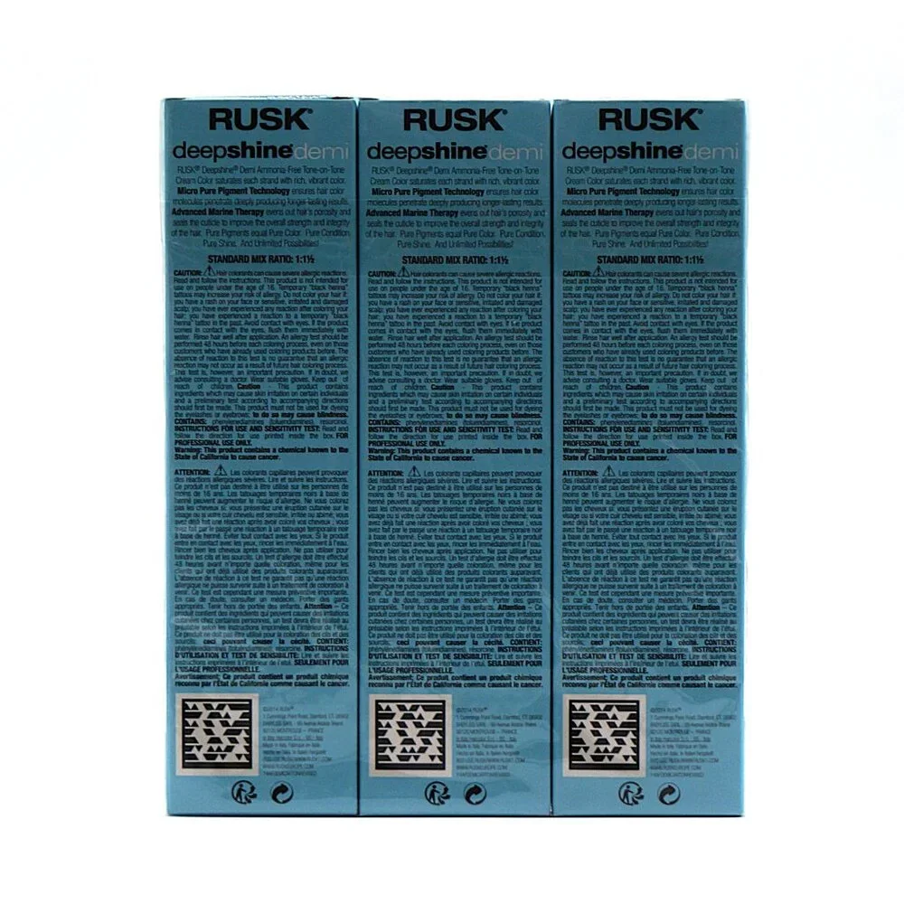 RUSK Deepshine Demi Hair Color 7-4C Copper‎ Blonde 100ml 3-Pack NEW